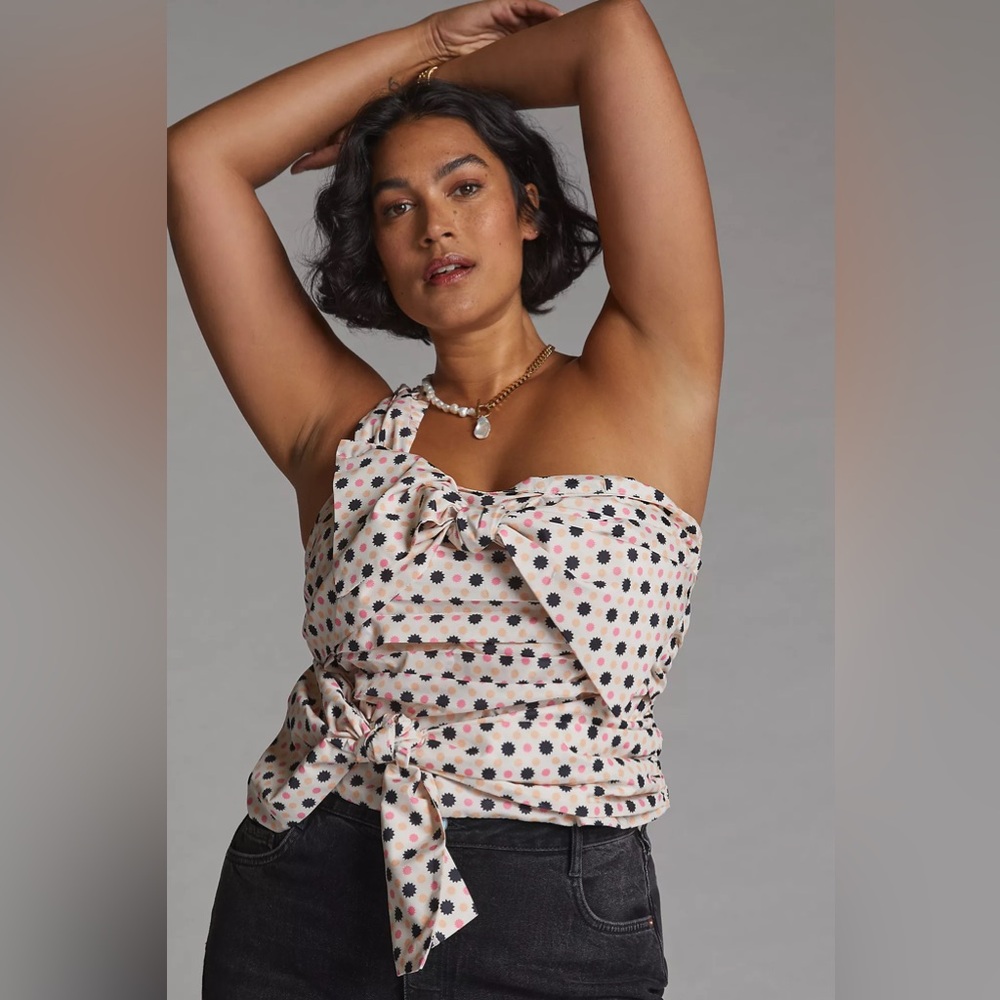 Anthropologie Maeve Bow-Tie One Shoulder Tank Top